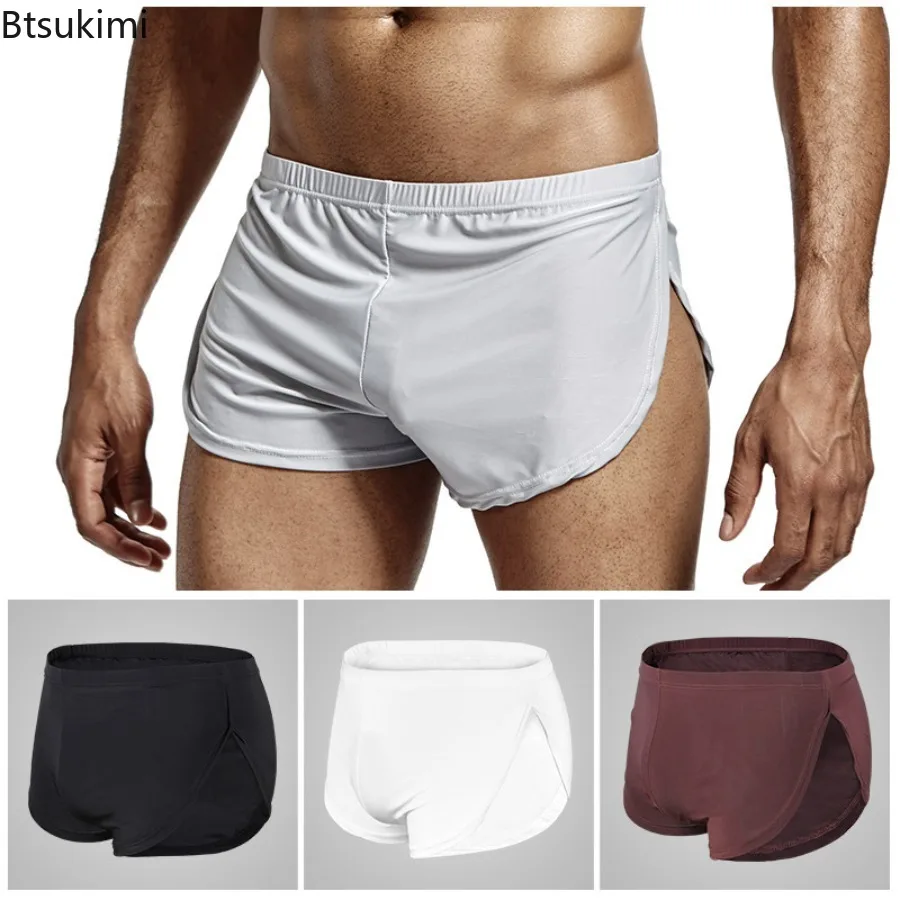 

Men's Sexy Ice Silk Shorts Boxer Shorts Lounge Men Trunks Home Sleepwear Underpants Comfortable Low Waisted Pants Sports Shorts