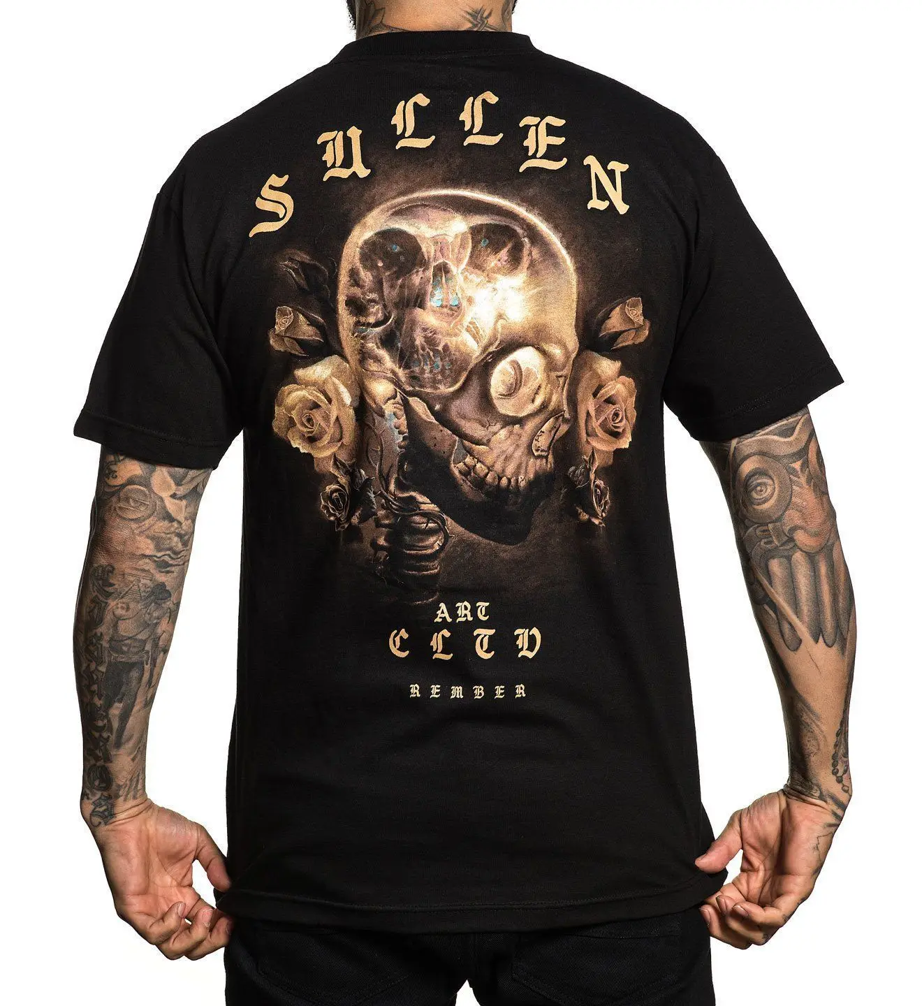 

Sullen Clothing Life and Death Skull Roses Tattoos Urban Art T Shirt SCM2106