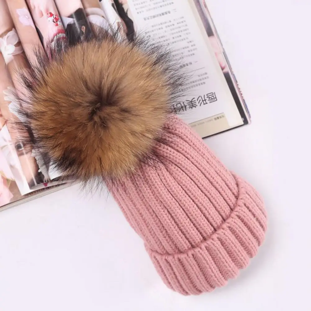 Warm Winter Hat for Ages Cozy Oversized Knitted Hat Windproof Warm Stylish Winter Headwear with Fuzzball for Women for Head