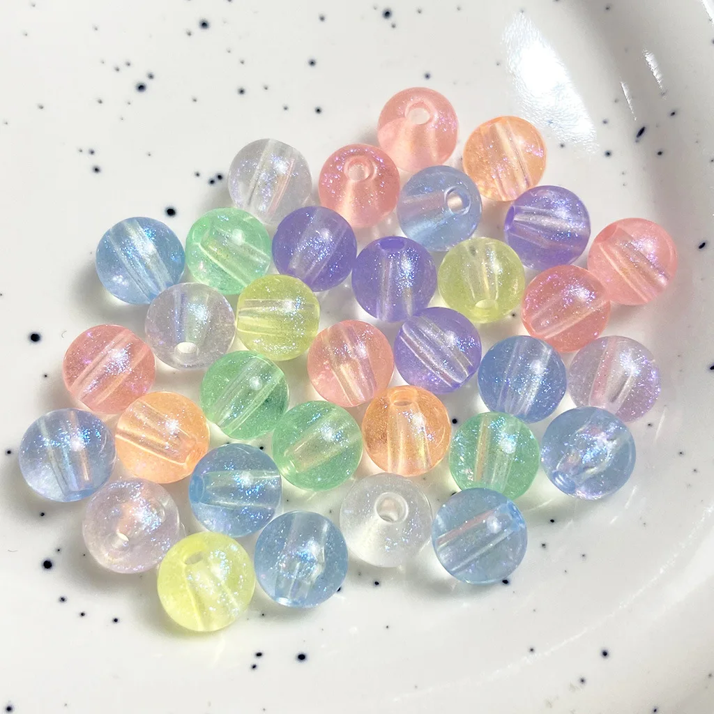 

8/10 Fine Sparkling Scallion Powder Mermaid Ji Round Bead DIY Bracelet Bead Material Bulk Bead Wholesale