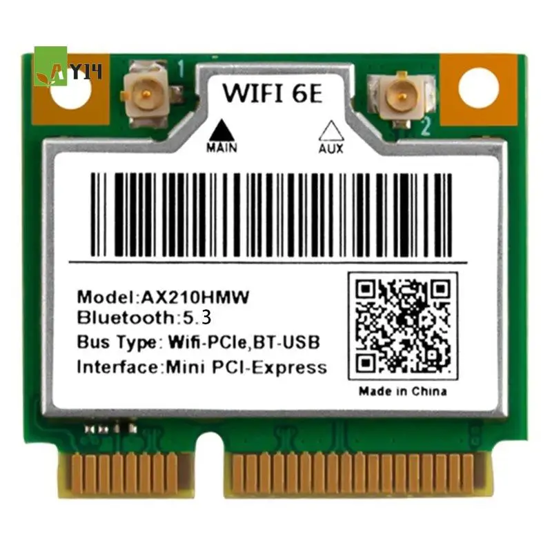 

AY14 - Беспроводная сетевая карта Wifi 6E Mini PCI-E AX210HMW, адаптер Bluetooth 5.3 для настольных ПК и ноутбуков, трехдиапазонный 2,4/5/6 ГГц AX Wifi