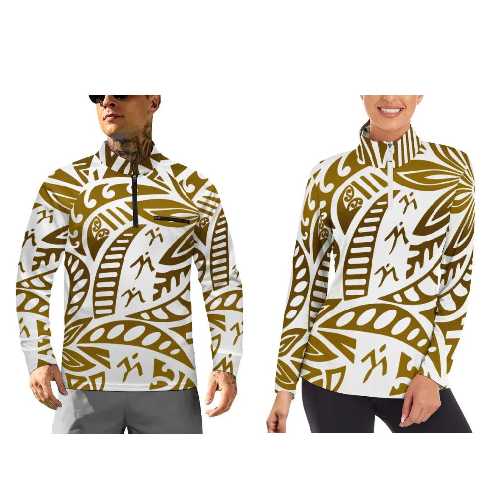 

Long-Sleeved Physical Training Wear Polynesian-Style Printed Long-Sleeved Home Sportswear With Customizable Patterns