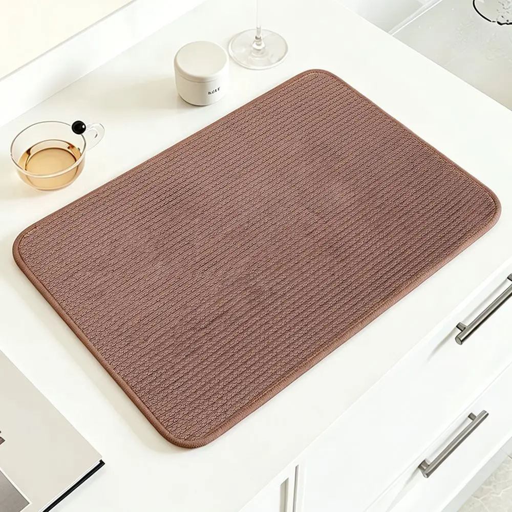 Kitchen Countertop Dish Drying Mat Ultra Absorbent Microfiber Pad For Coffee Machine Tableware Drainer Quick Dry