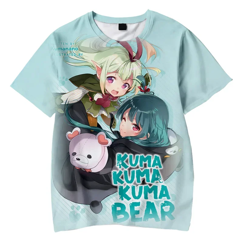 Anime Kuma Kuma Kuma Urso 3D Impresso Camisetas Mulheres Homens O-pescoço Manga Curta Camiseta Casual Streetwear Roupas de Verão