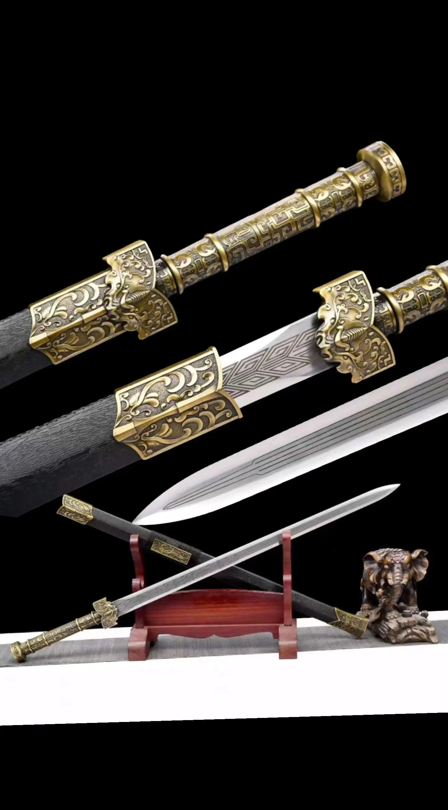 King Han Dynasty Style Battle Sword, Real Steel Blade, Intergrated Handforged, High Manganese, Kungfu Wushu, Unsharp