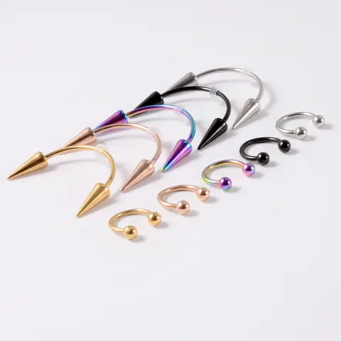 CHUANCI सर्जिकल स्टील 2 पीस/लॉट स्माइली स्माइल लिप नेल पियर्सिंग टूथ नेल सी-शेप स्पाइक लिप्स हूप रिंग्स वैम्पायर टीथ डेकोर 10 best sales स्माइली पियर्सिंग आभूषण - №7