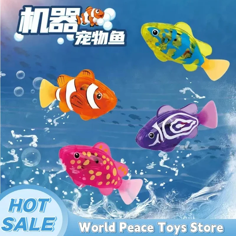 Image of Neues elektrisches Schwimmfisch-Spielzeug, realistischer, leuchtender Induktions-Roboterfisch, elektronisches Haustier-Wasserspielzeug für die Badezeit.