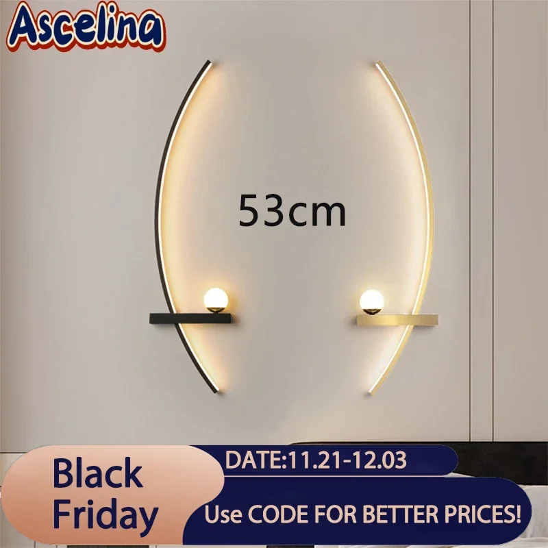 Modern LED Wall Lamp Aluminium 53cm Line Left Right Light For Bedroom Bedside Living Room Background Aisle Indoor Illuminations