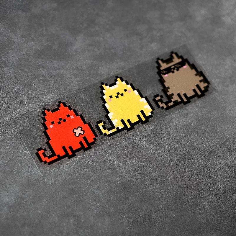 Cute Pixel Cat Stickers Car Vinyl Tape for Cartoon Pet Animal Decal Auto Truck Motor Laptop Reflective