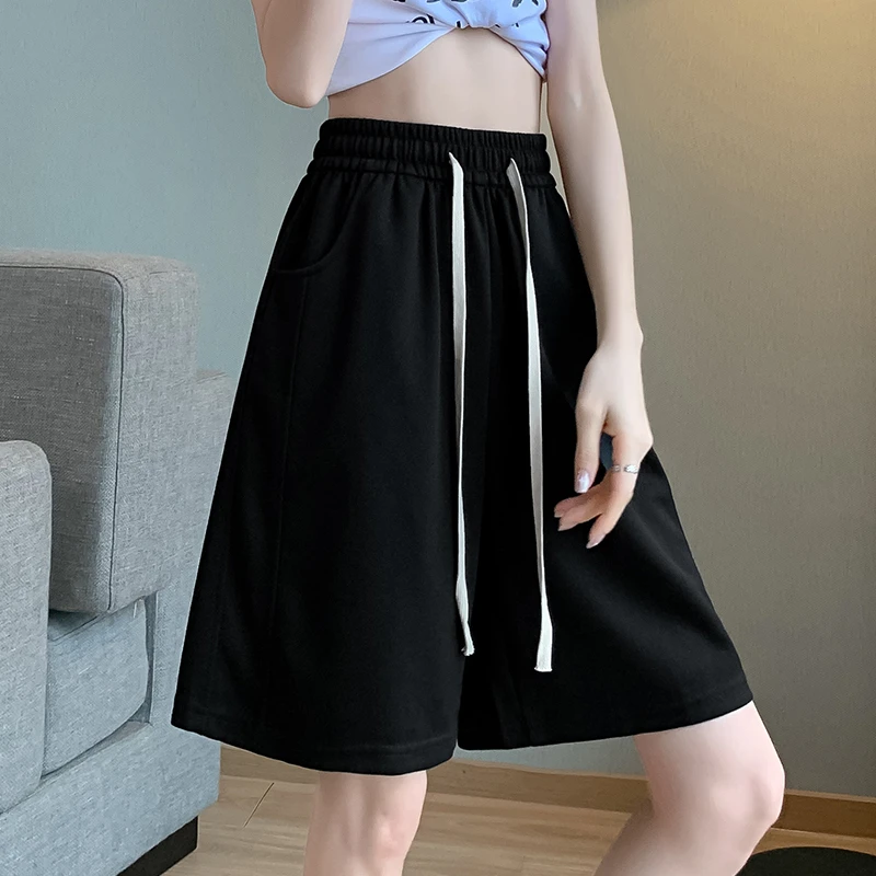 Women's Summer Casual New Style Slimming Five-Quarter Pants 2026 High Waist Drawstring Shorts Mid-Length Trousers Sports Shorts