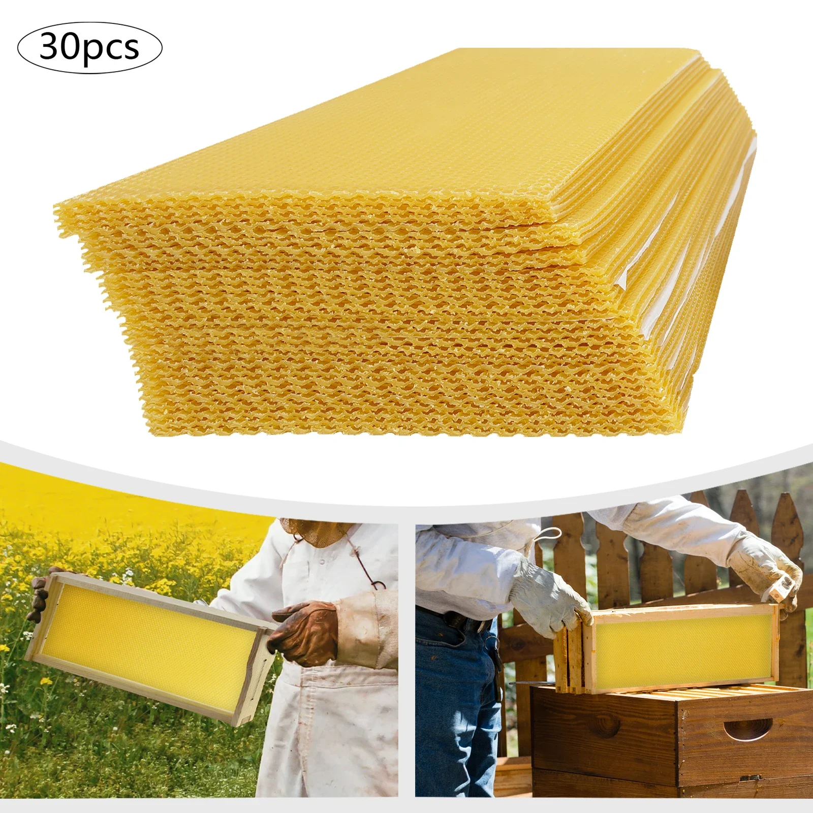

30PCS Honeycomb Wax Frames, Beekeeping Foundation Bee Hive Equipment,Honeycomb Foundation, for DIY Projects,Candle Making