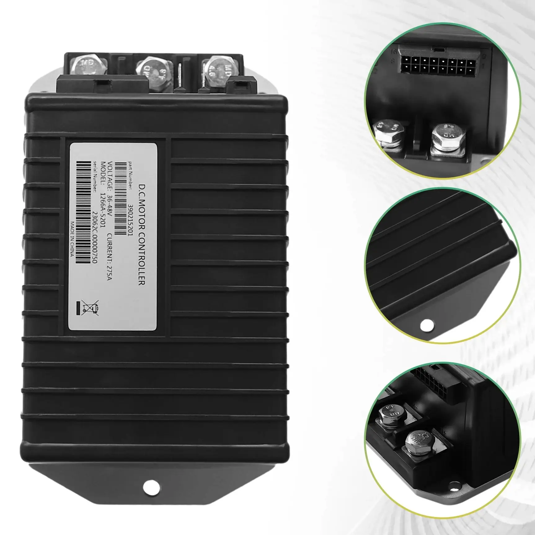 

Контроллер 36-48 В, 275 А, совместимый с 0-5k 1510A-5250 1510-5201 1510-5251 для гольф-каров Curtis Club Car 1266A-5201