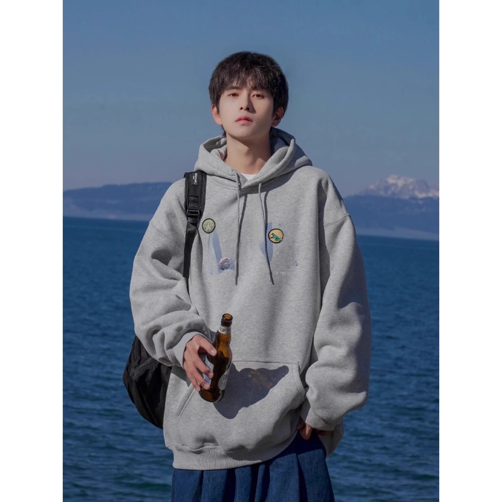 

Loose Casual Hoodie Sweatirt ex Large Size Autumn Winter Polyester Fabric Warmth Comfortable Street Sle Vintage Top