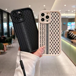 Etui na telefon Hattah Keffiyeh do iPhone'a 16 15 14 13 12 11 Pro Max Mini XR XS X 7 8 Plus Miękka tylna obudowa TPU z paskiem na rękę