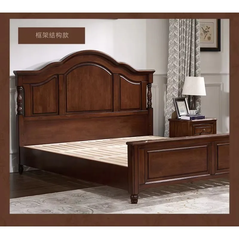 Queen Size Solid Mahogany Wood Beds Storage Features  Luxury High Quality 1.8 & 1.5 Meter Bedroom Wooden Furniture King