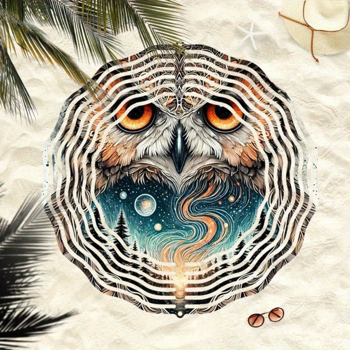 2D Metal Owl Wind Chime (Dynamic Wind Spinner, Vibrant Nature Patterns) | Outdoor Decor | Ideal Halloween & Christmas Gift