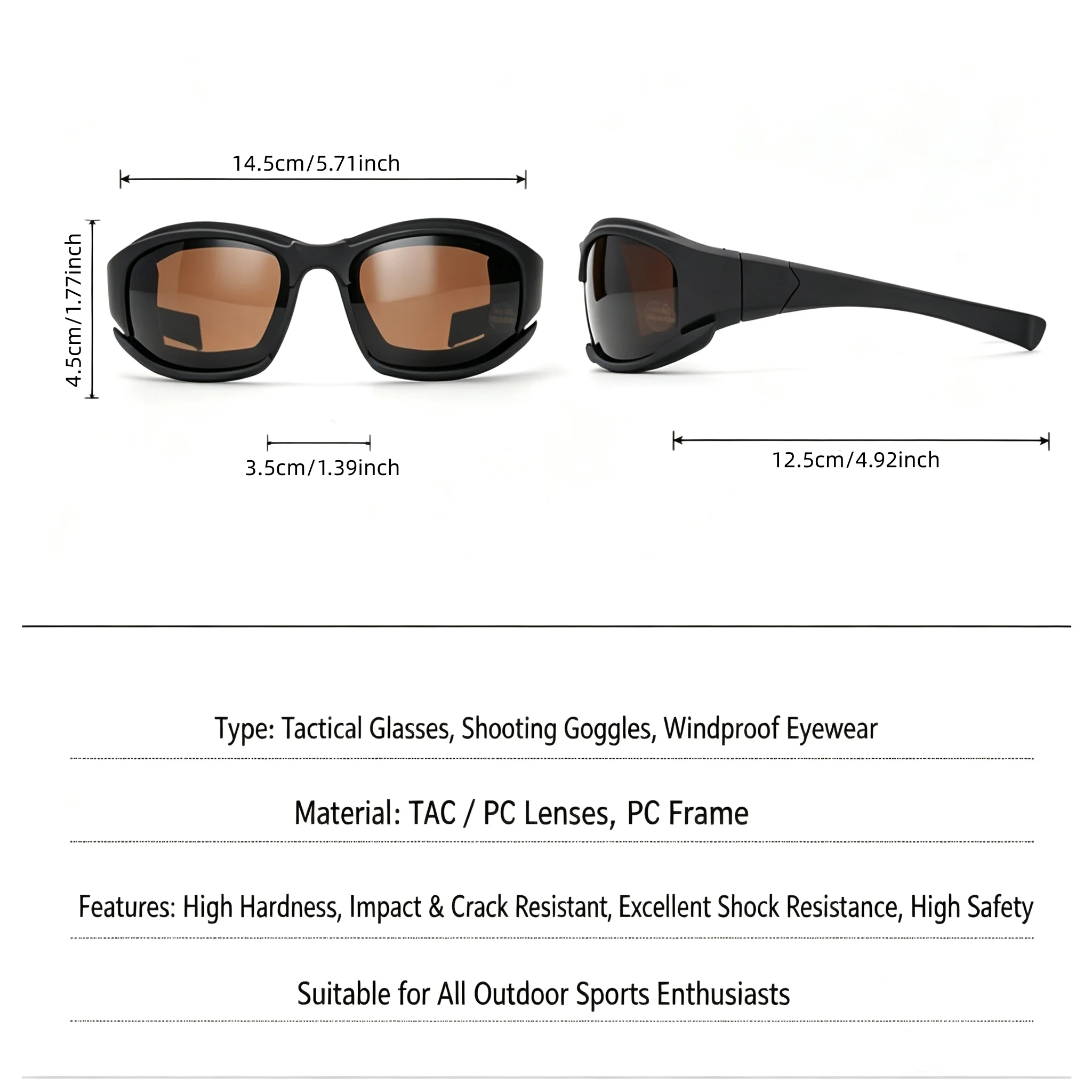 Tactical Goggles Set, CS Shooting Impact‑Resistant Protective Polarized Eyewear, Windproof for Cycling & Other Outdoor Sports