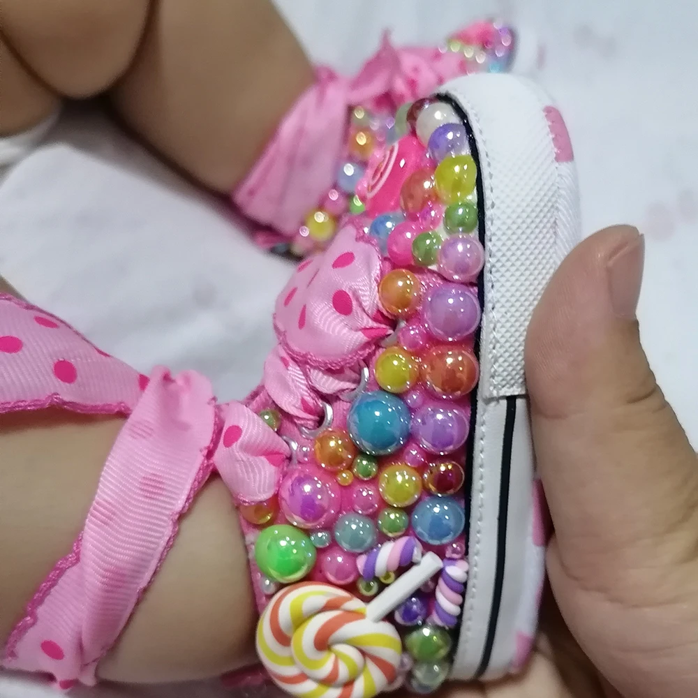 Handmade Bow Rhinestones Baby Girl Kids Shoes Hairband First Walker Sparkle Bling Crystals Princess Shower Gift