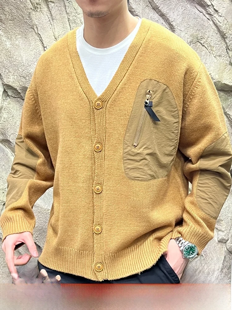 

Faionable Spor Knitted Open Cardigan Loose Fit ex Autumn Winter Long Sve V-Ne Breathable Comfortable Color