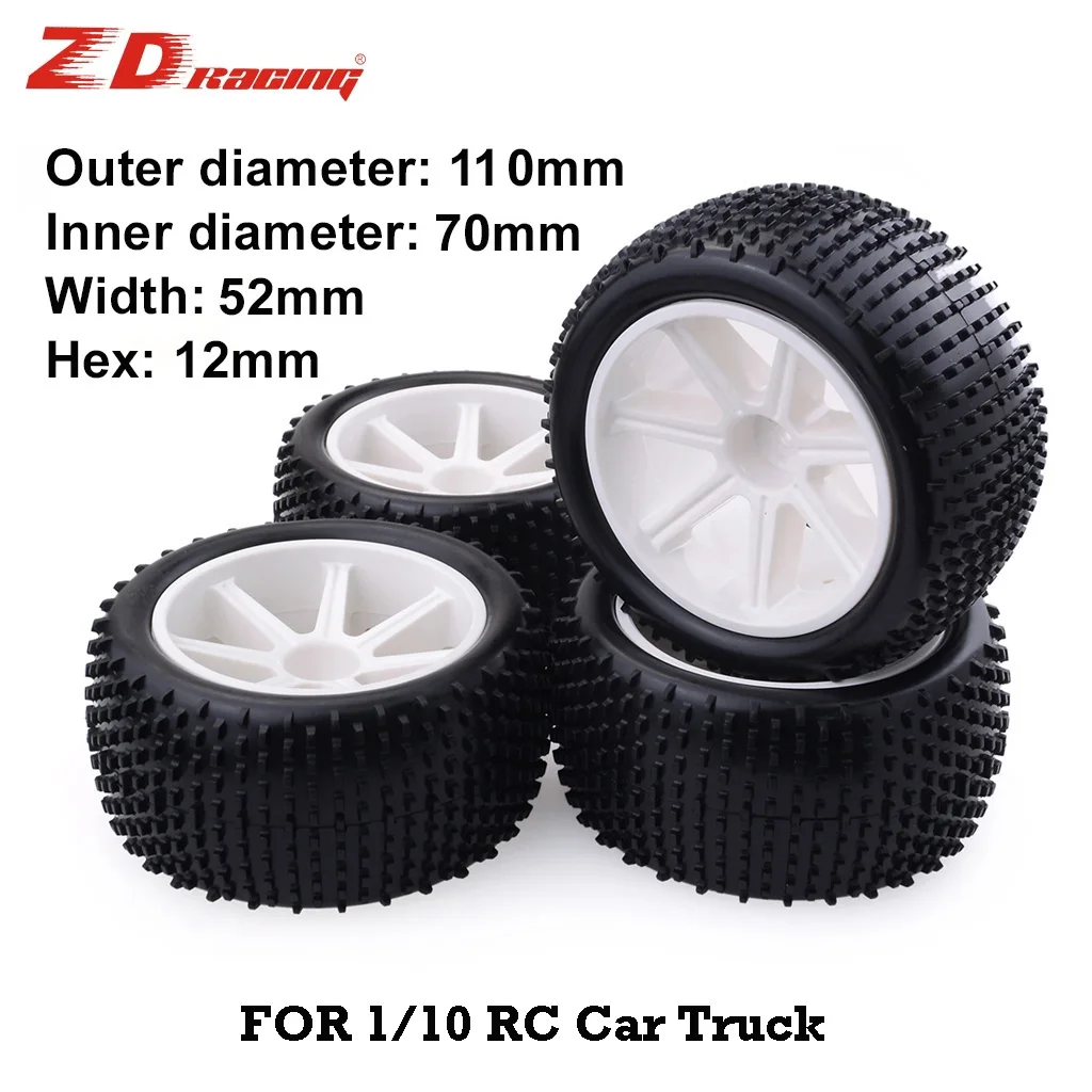 ZD Racing 4PCS 1/10 RC Car Tires Wheels 110mm Rubber Tires 12mm Hex Hub Tyres For 1/10 RC Car Parts