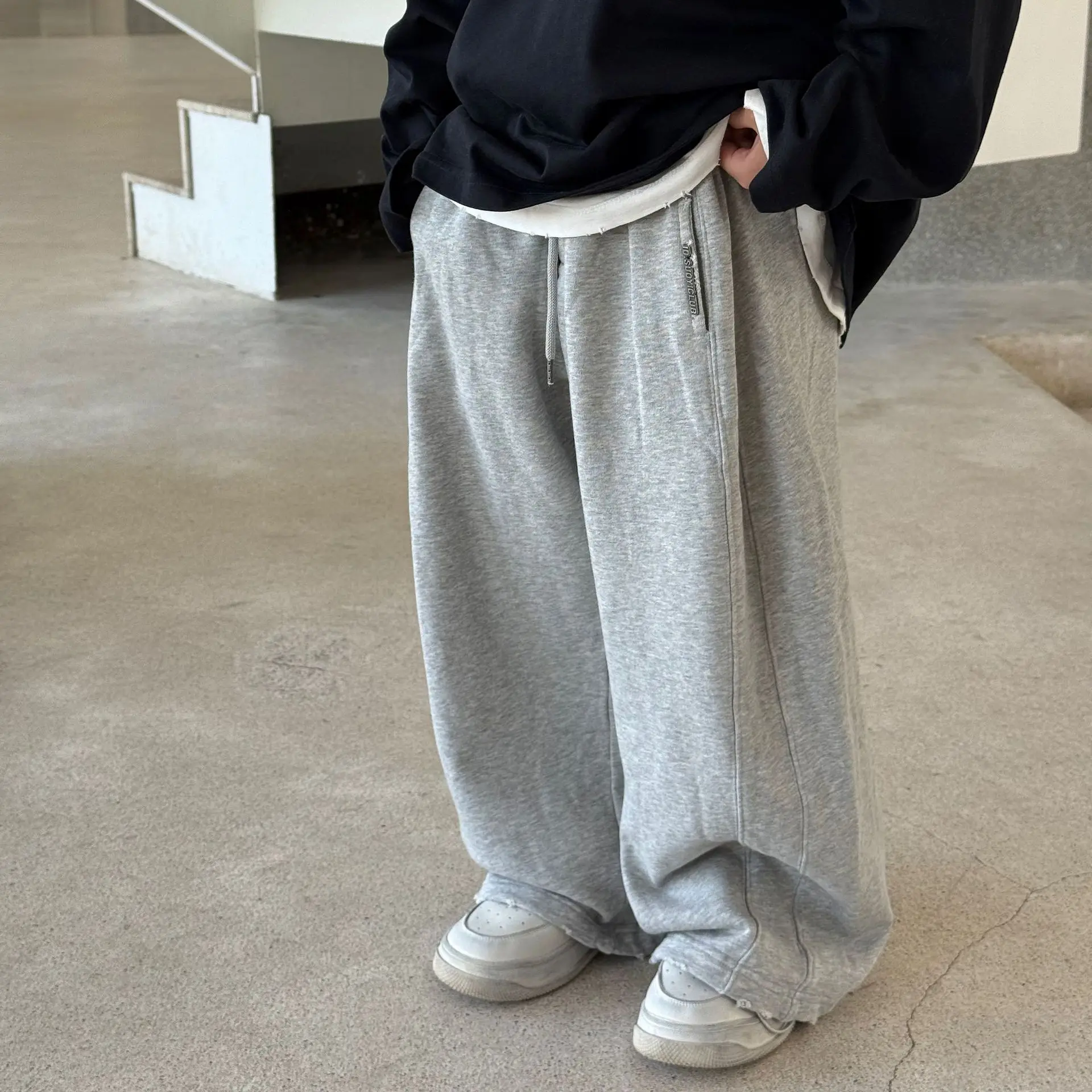 Kinder Kleidung Jungen Mode Einfarbig Einfache Lose Jogginghose 2025, Herbst Neue Stil Jungen Koreanischen Stil Beiläufige Breite Bein Hosen