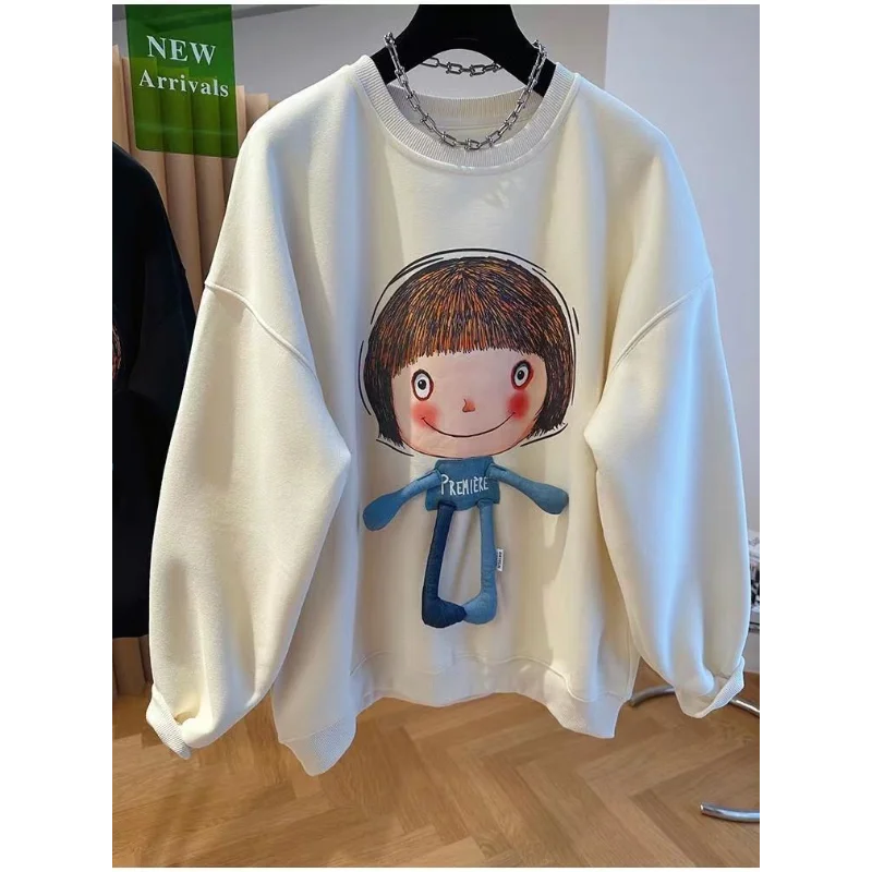 Felpa in velluto progettata da donna autunno e inverno sciolto cartone animato versatile top pigro