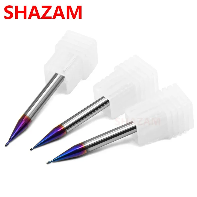 SHAZAM HRC70 2F Nano Coating Flat Bottom/Ball End Micropath Tungsten Steel Carbide Milling Cutter CNC Mechanical Maching Tools