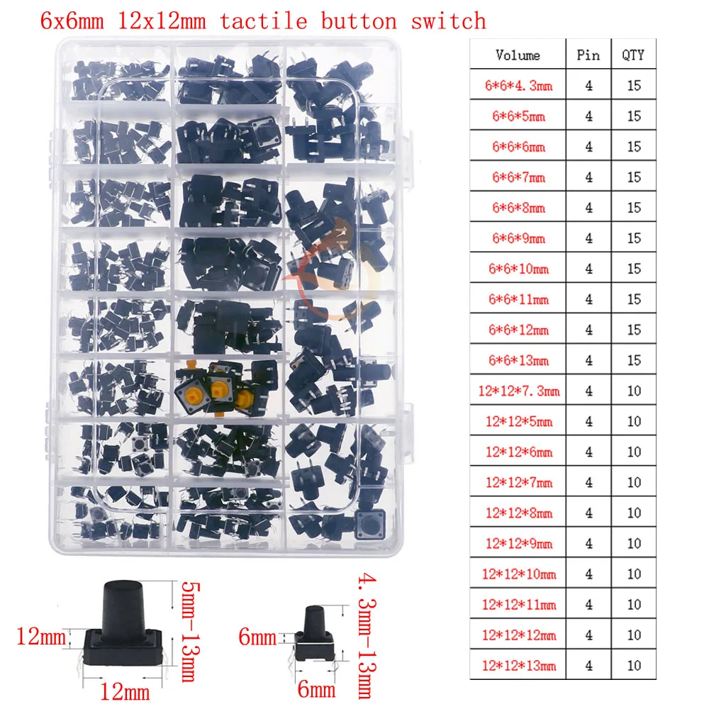 Mini Momentary Tactile Push Button Schalter Auto Fernbedienung Touch Tasten Taste EIN/AUS DIP SMD DIY Micro Schalter gemischt kit