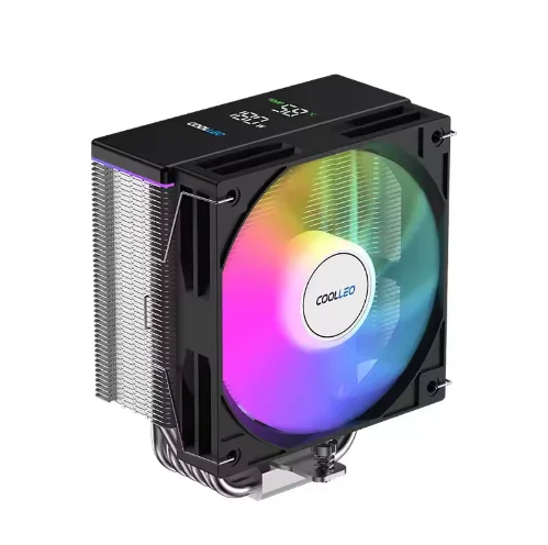 COOLLEO B60 DIG ARGB CPU Cooler Radiator Heat Pipe Air Cooling PWM Black Metal Pattern Radiator Computer Case Stock Color