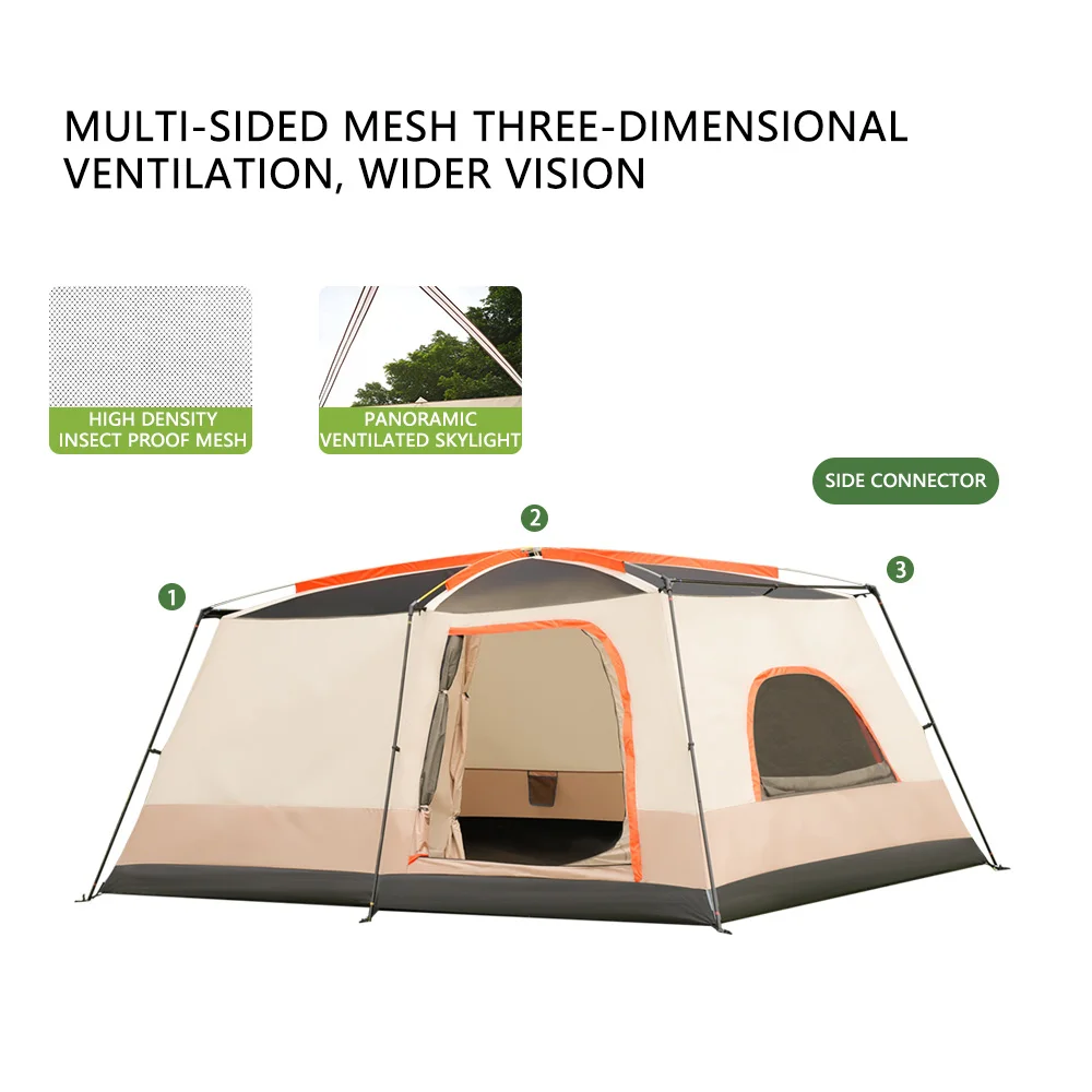 Park Waterproof Family Camping Tent, Cheap 4/6 Persons Two Room Large Awning Outdoor Camping Tents