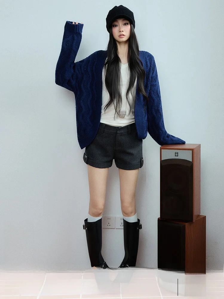 

Trendkill Korean Sle Commute Twist Knitted Open Cardigan Loose Simple Long Sve Women's Sweater Jaet Autumn Season