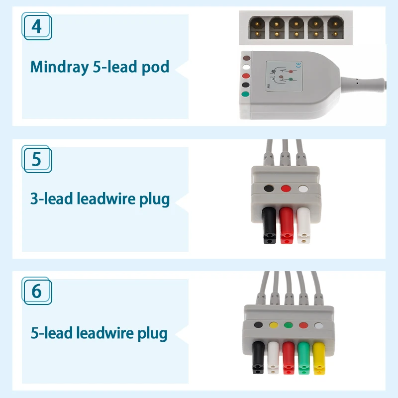 Compatible with Mindray Monitor ECG EKG Lead Wire Passport 8 12 17 IMEC 8 Beneheart D6 BeneView T5 T8 UMEC100 EPM10 15 UMEC12