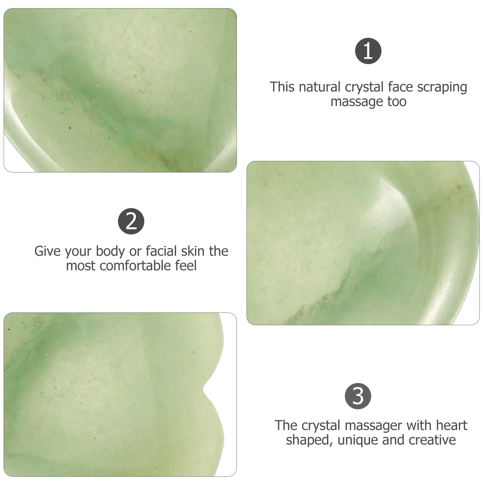 Herramienta de masaje de raspado Guasha Facial de corazón Natural de cristal, masajeador de piedras preciosas para cuello, cara, cuerpo, conjunto de cuidado de la piel
