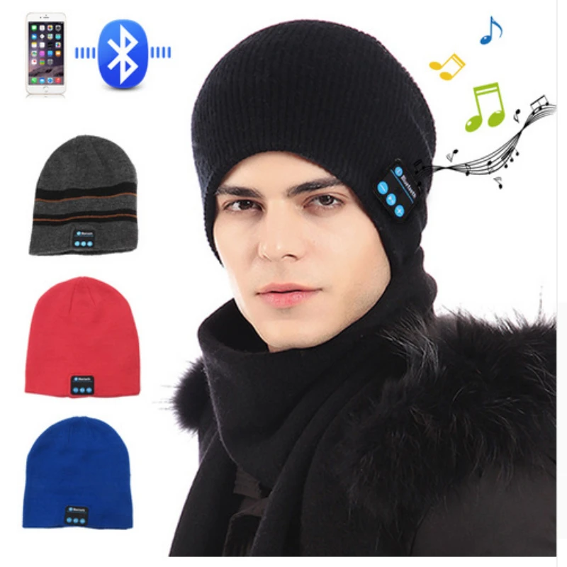 

Беспроводная Bluetooth-шапка для звонков, музыкальная стерео вязаная шапка, музыкальные наушники, шапка для мужчин и женщин, Мужская велосипедная шапка
