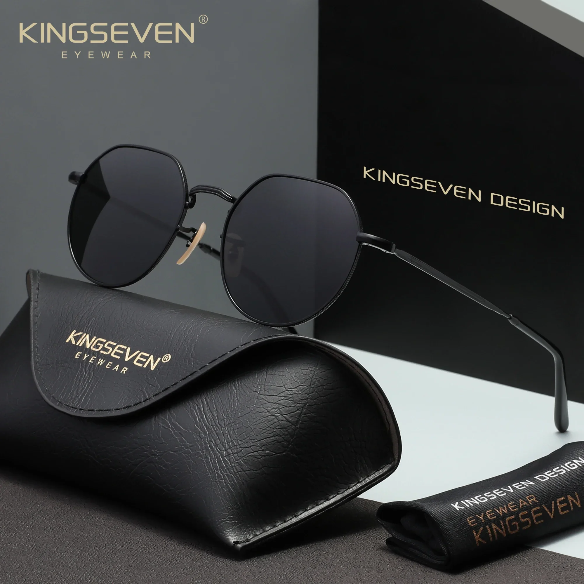 KINGSEVEN Vintage Outdoor-Sonnenbrille für Damen, zum Fahren, runder Rahmen, Schutzbrille, polarisiert, UV400, für Herren, lässige Brille