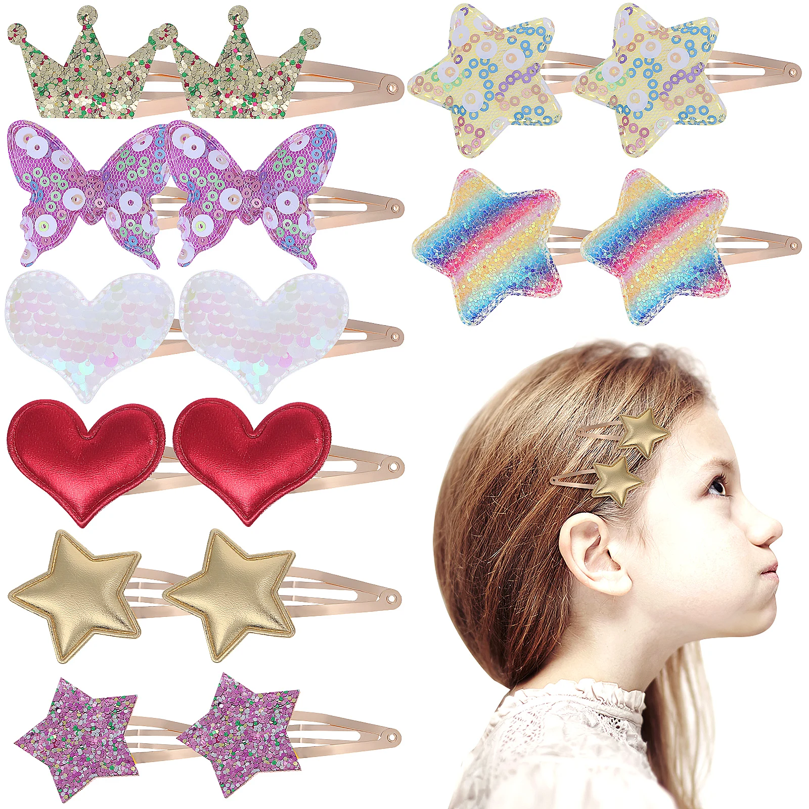 

8 Pairs Baby Hairpin Pentagram Toddler Cute Accessories Clips For Girls Girls Barrettes For Hair Girl Hair Clips