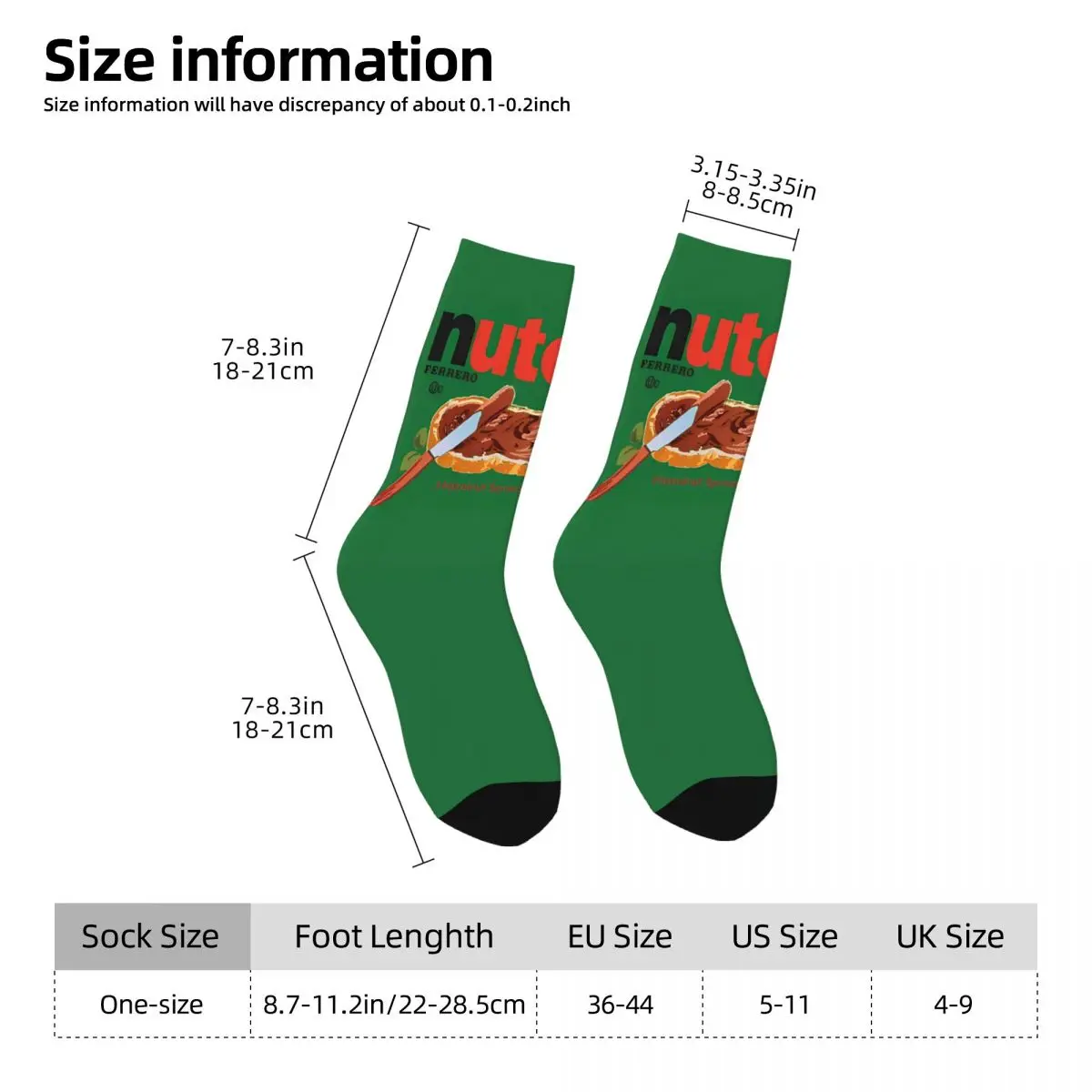 Nutella Stockings Unisex Men hazelnut Socks Soft Funny Socks Autumn Cycling Anti Bacterial Graphic Socks Gift