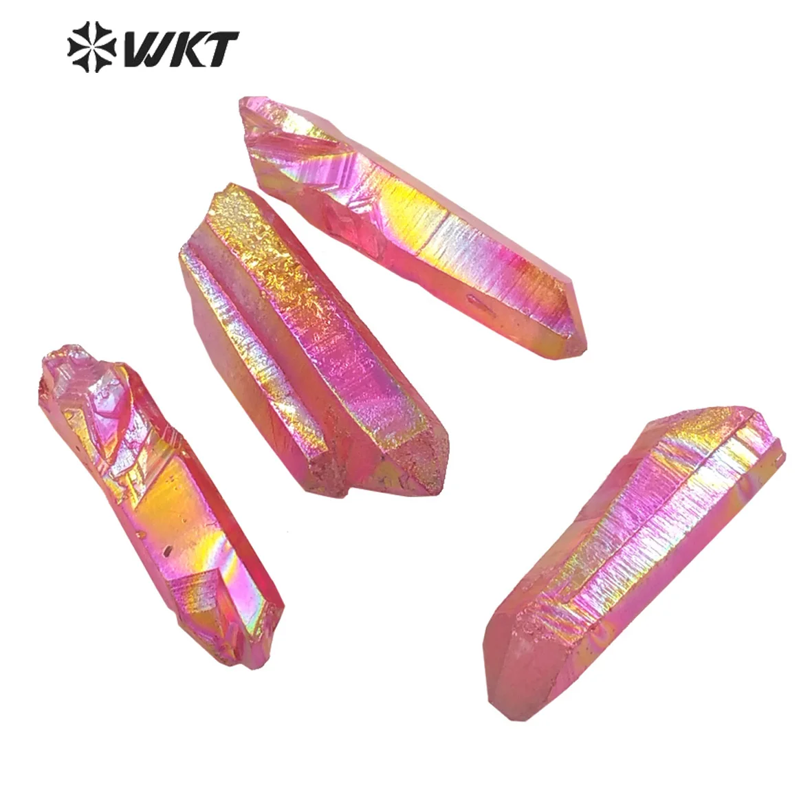 

WT-G064 Hot Pink Titanium Aura Crystal Quartz Point Beautiful raw titanium crystal quartz point for jewelry making