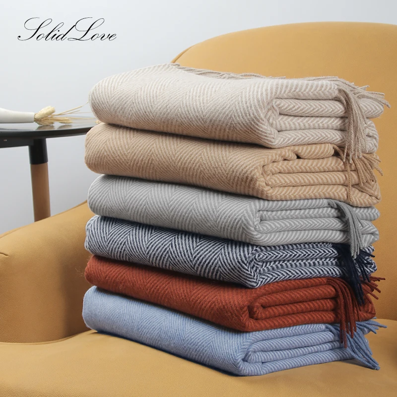 Wool Blanket Virgin wool shawl Fleece Knitted Throw Soft Wool Portable Warm Scarf Shawl Home Car  Cover Decor