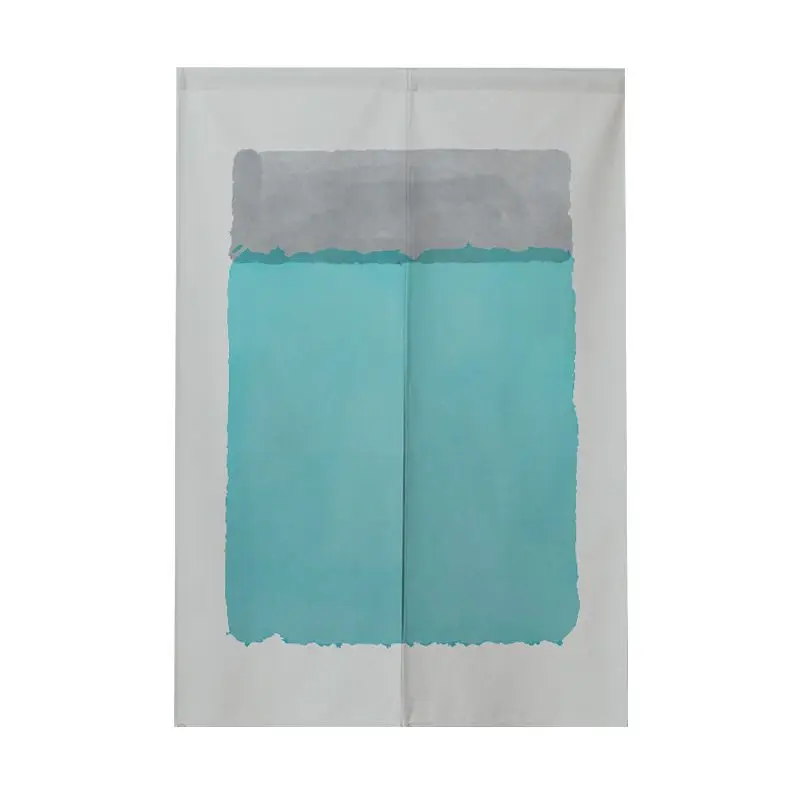 Wabi Sabi Style Morandi Blues Abstract Fabric Half Door Curtain Split Partition Curtain No Punching Hanging Curtain Door Curtai
