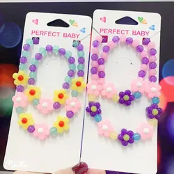 2pcs Girls Necklace + Bracelet Transparent Floral Necklace Bead Kids Toys Princess Children Birthday Gifts Kids Bracelet Girls