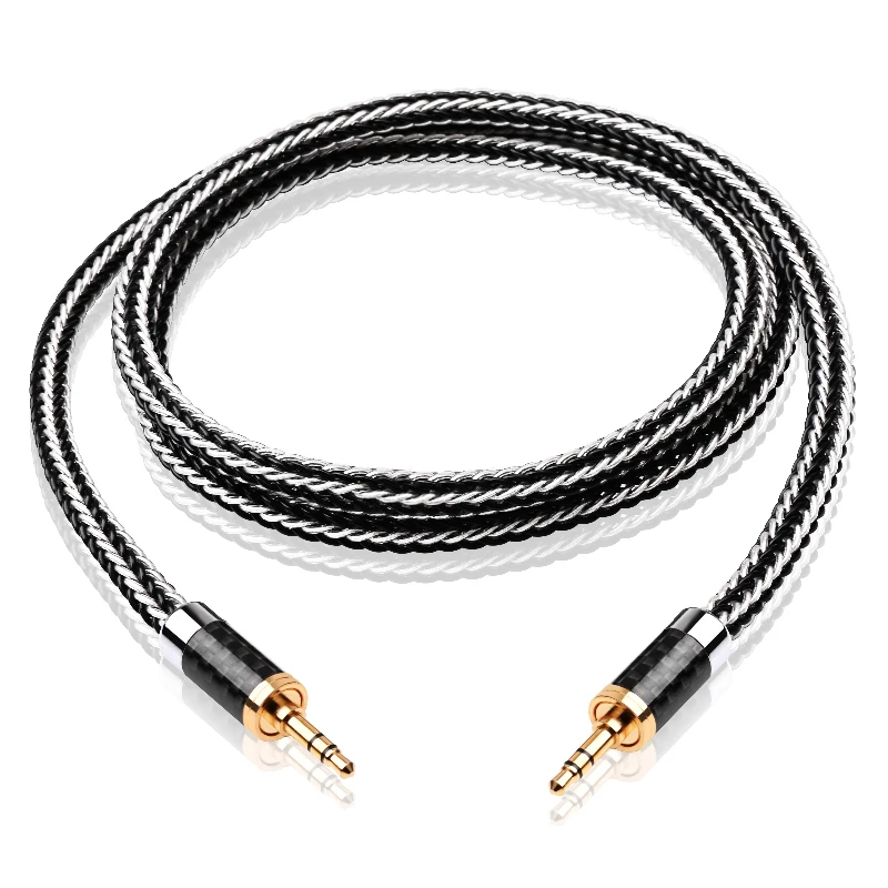 Kabel ATAUDIO HiFi AUX 3,5 mm Kabel głośnikowy audio 3,5 jack do gitary OCC Posrebrzany pleciony przewód Kabel słuchawek samochodowych