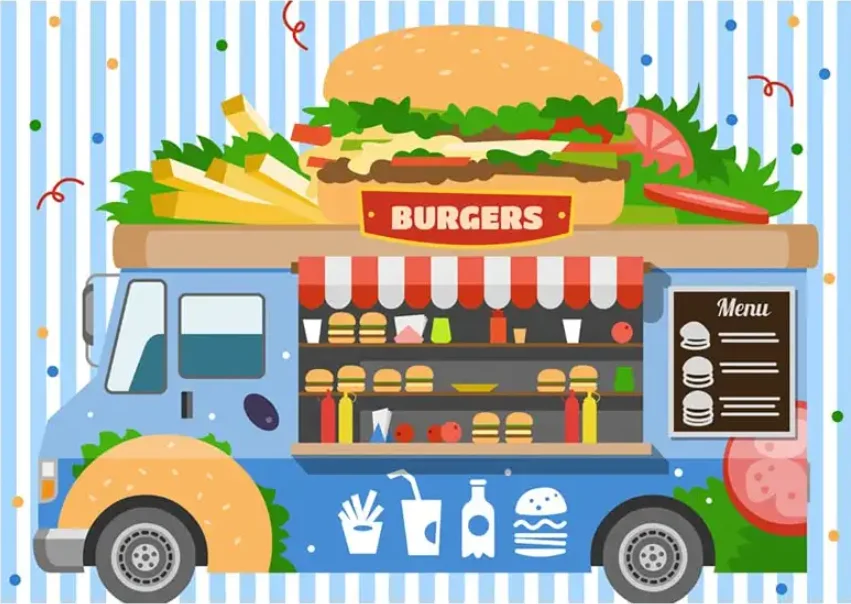 Hamburger Truck Backdrop Fast Food Dessert Shop Background Kids Birthday Baby Shower Party Decor Portrait Photo Booth Props