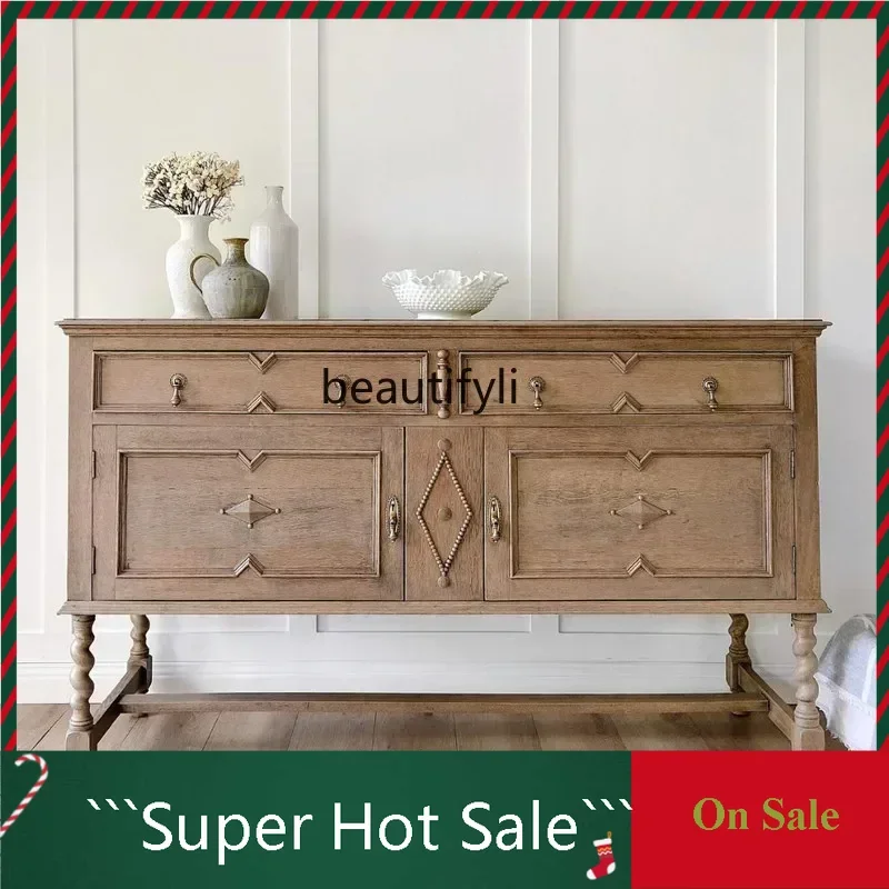 

P62 French retro solid wood porch cabinet American antique drawer decorative cabinet bedroom storage cabinet
