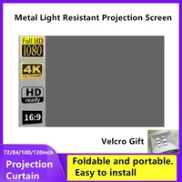 XIAOHUI-proyector Simple para exteriores, cortina suave de poliéster, 72/84/100/120 pulgadas, portátil, HD, 4K, pantalla de proyección de películas, pantalla suave