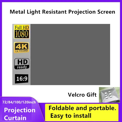 XIAOHUI-proyector Simple para exteriores, cortina suave de poliéster, 72/84/100/120 pulgadas, portátil, HD, 4K, pantalla de proyección de películas, pantalla suave