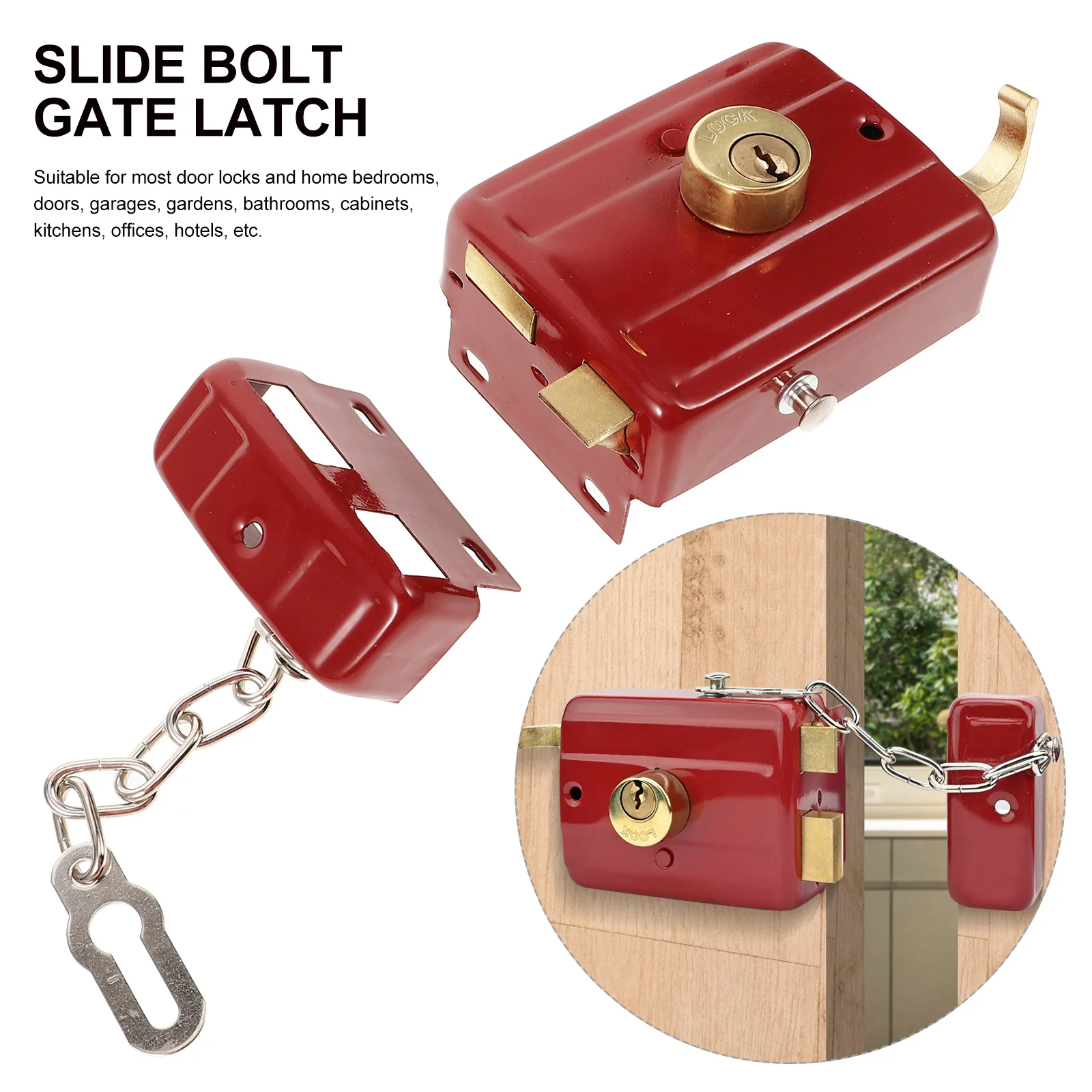

Anti-Theft Door Lock Latches Bolts Internal Security Reinforcement Sturdy Copper Steel Material Smooth Edges Easy Install
