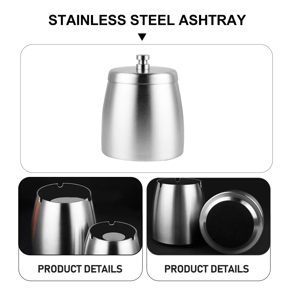 

Metal Ash Holder Ashtray with Lid Cigar Smoker Gift Tabletop Decoration Cover Windproof