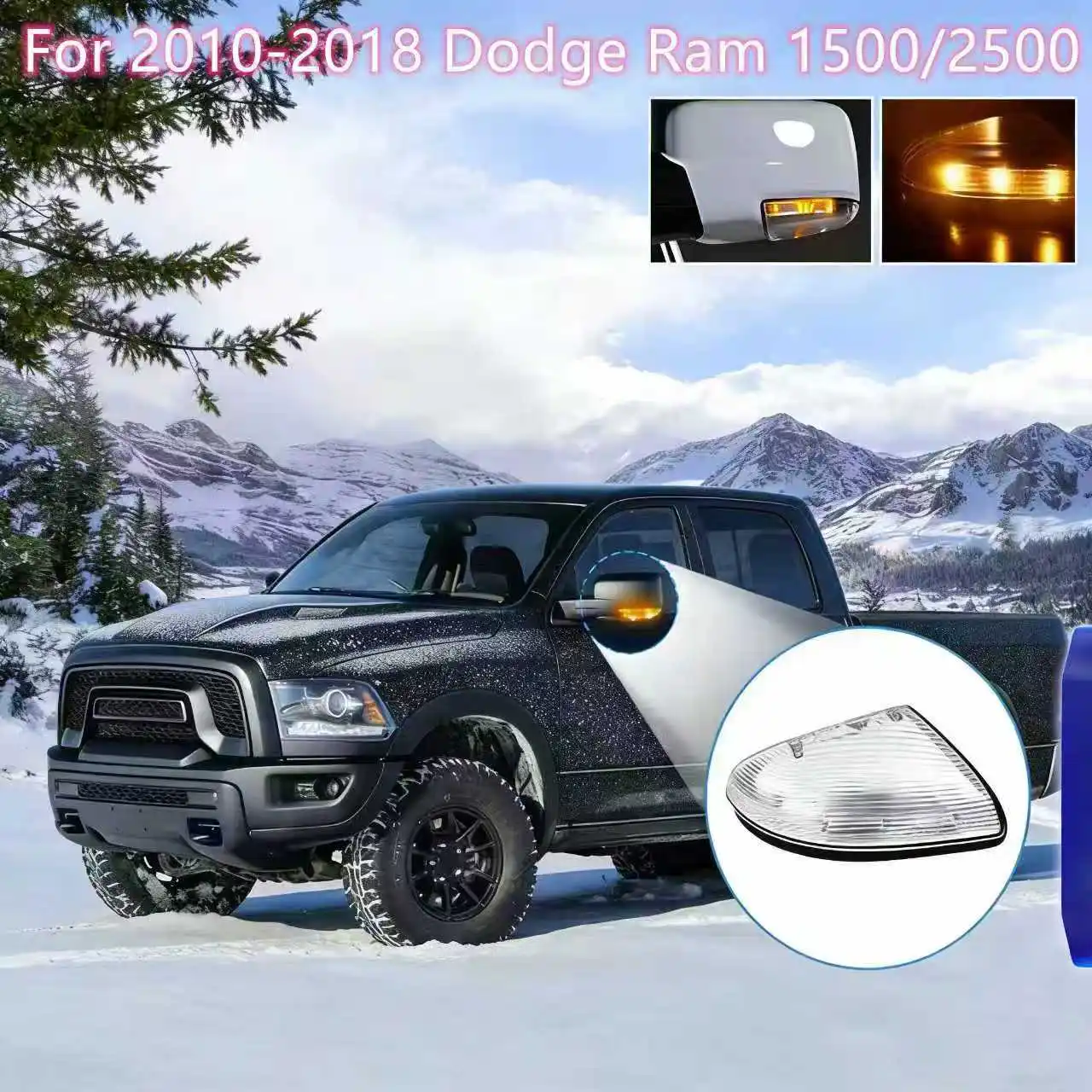 

LED Turn Signal Side Marker Puddle Lamp For Dodge Ram 1500 2009-2018 Ram 2500 2010-2018 Rearview Mirror Light