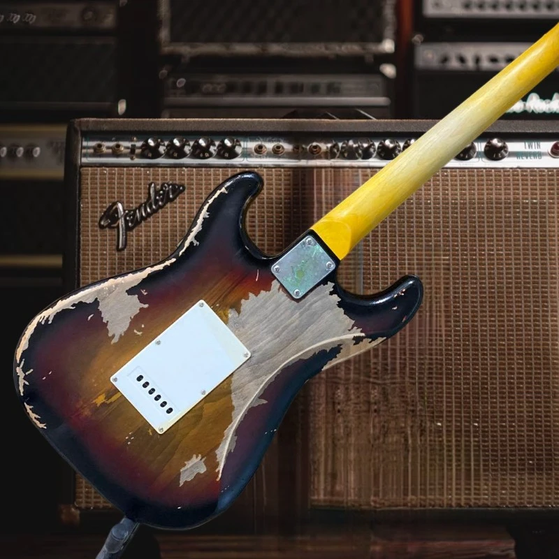 E-Gitarre, kostenlose Lieferung, brauner Vintage STS 6-saitiger Korpus aus Erlenholz, Palisanderhals